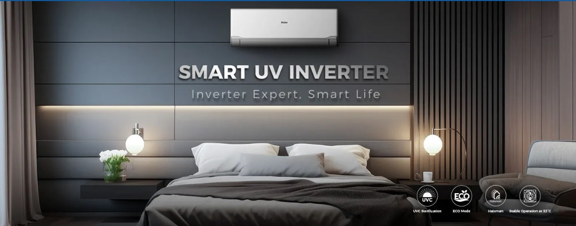 مكيف هواء سمارت ايكو  1.5 حصان بارد ساخن انفرتر من هاير، لون أبيض